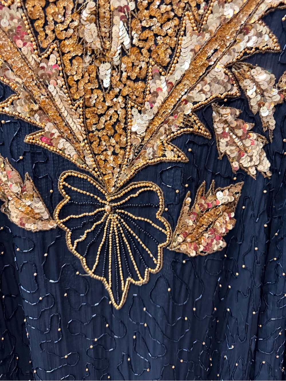 Regency Black Beaded Evening Dress with Gold Embellishment - Picture 5 of 8